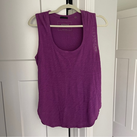 ATM Schoolboy Slub Jersey Sleeveless Purple Tank Top - Picture 1 of 4